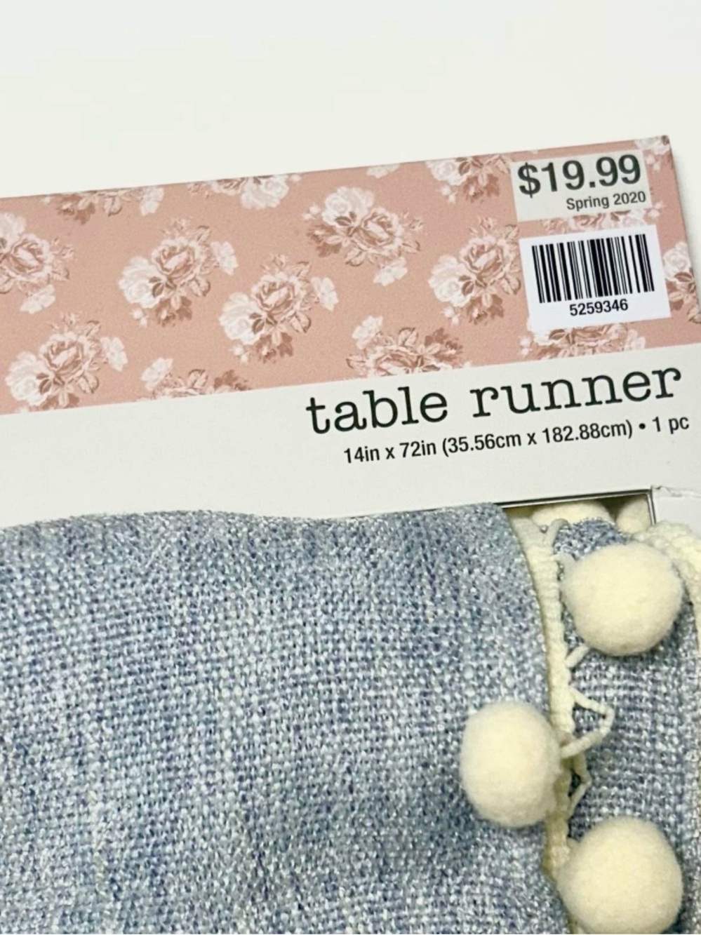 The Spring Shop Light Blue Table Runner - Picture 2 of 2